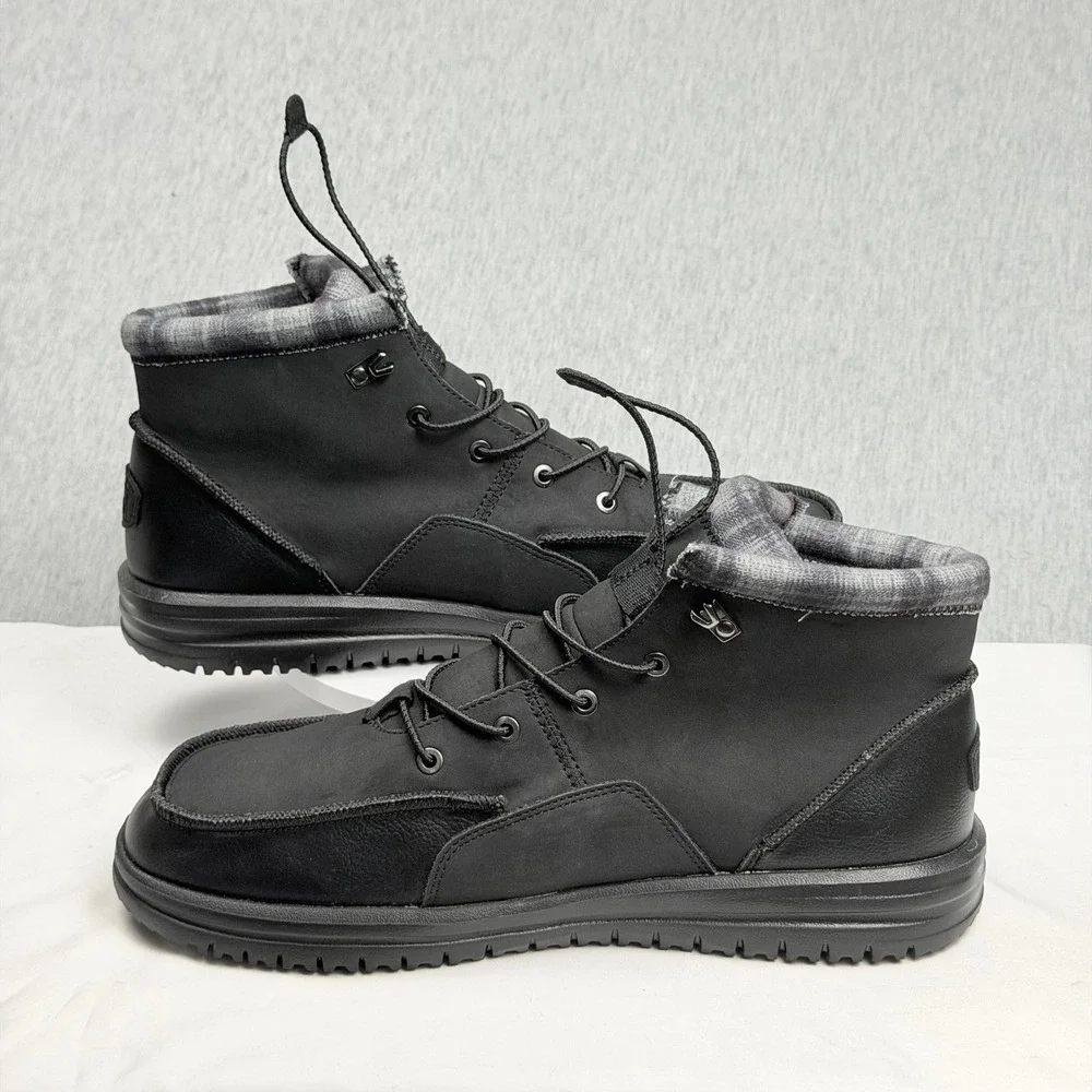 Hey Dude Bradley Classic Black Mens‎ Boots Size 15 Water Resistant 42067-001